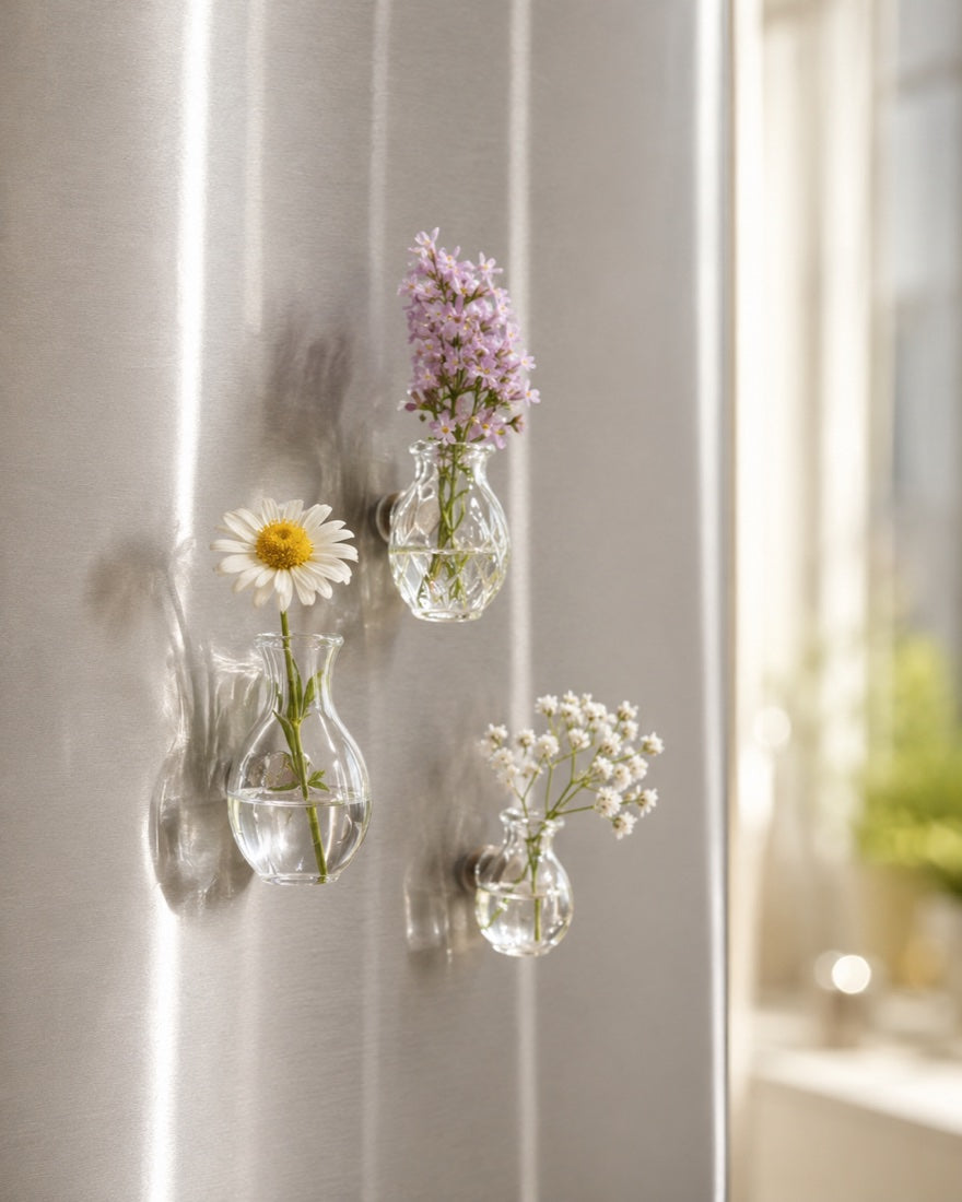 Coffret Éclosie — mini vases fleuris en situation