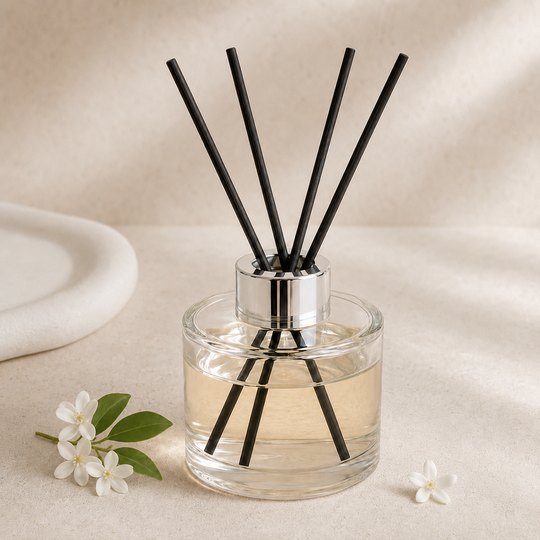 Diffuseur rempli senteur fleur d’oranger avec quatre tiges noires