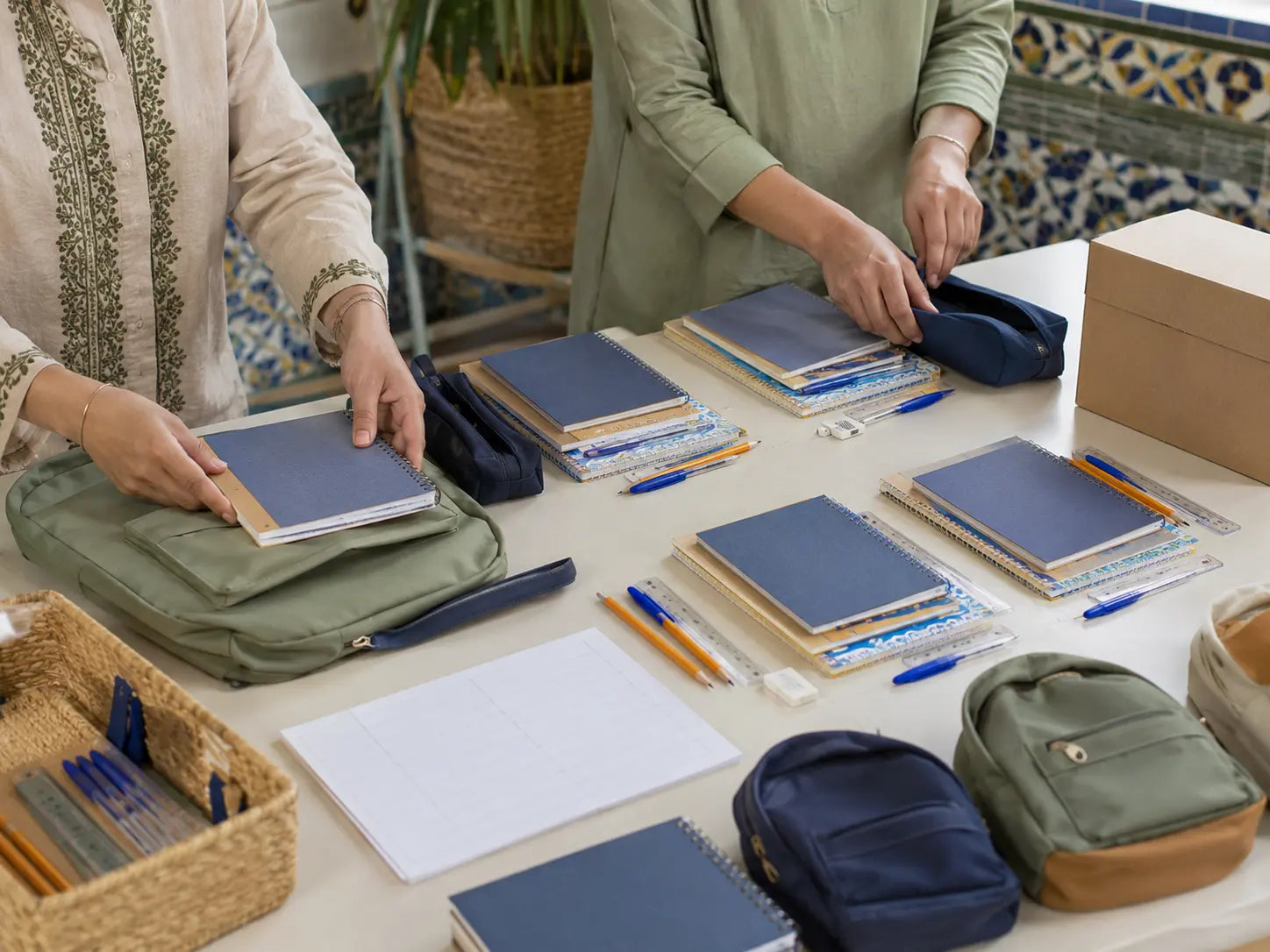 Préparation organisée de fournitures scolaires neuves